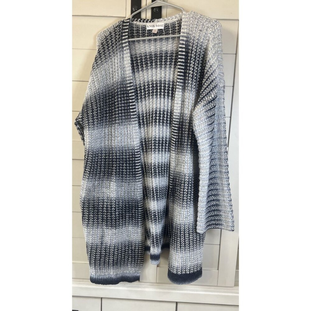 Knox Rose Black Iris Cardigan Sweater Long Knee Length Large Women’s XXL